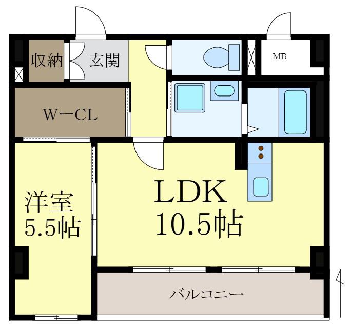 グランメール卜半町(1LDK/5階)の間取り写真