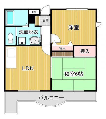 エスポワール花山台(2DK/1階)の間取り写真