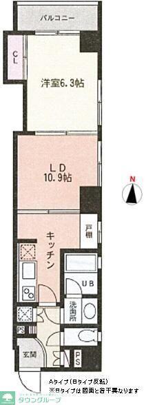 スクエアードコート日本橋人形町(1LDK/3階)の間取り写真
