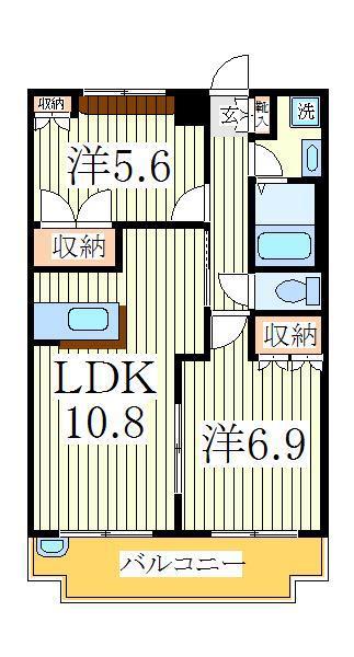 グランドメゾン(2LDK/2階)の間取り写真