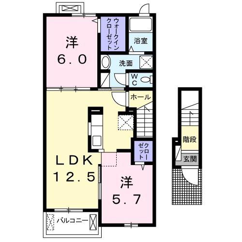 レオン I(2LDK/2階)の間取り写真