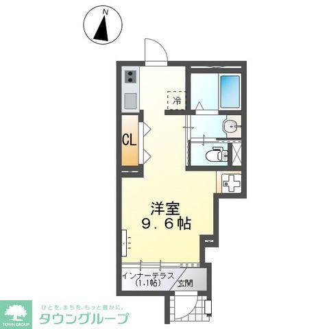 パーシモン(ワンルーム/1階)の間取り写真