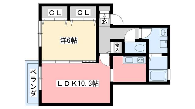 コスモスオーゼ(1LDK/2階)の間取り写真