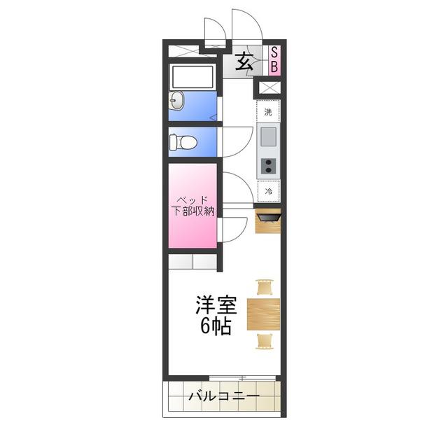 レオパレス向陵西(1K/2階)の間取り写真
