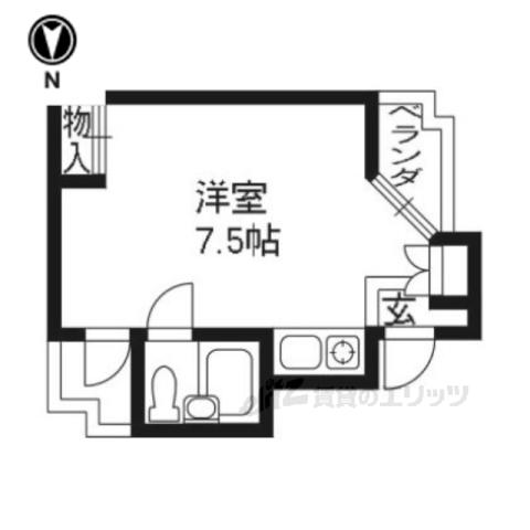 DETOM-1京大前(ワンルーム/3階)の間取り写真