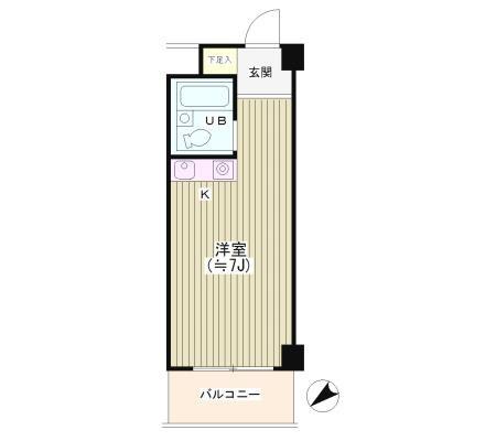ローヤルガーデン(ワンルーム/7階)の間取り写真