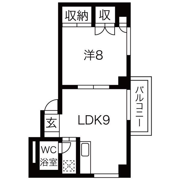 スタジオシティ(1LDK/5階)の間取り写真