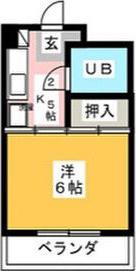 ベレッツァ白山(1K/2階)の間取り写真