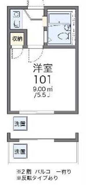レオパレスホワイトアイランド(1K/2階)の間取り写真