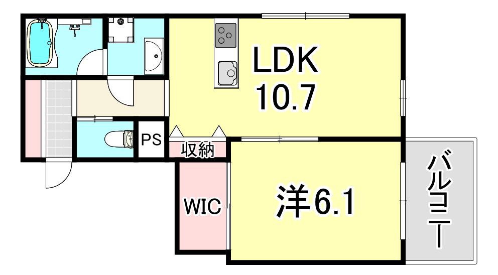 ロサ アルウェンシス(1LDK/2階)の間取り写真