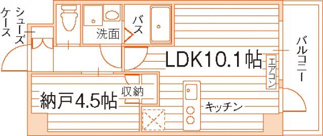 パティオ東古松(1LDK/4階)の間取り写真
