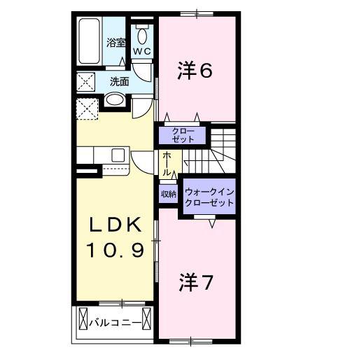 リアンI(2LDK/2階)の間取り写真
