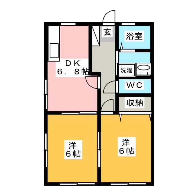 ルネッセキノミヤB(2DK/1階)の間取り写真