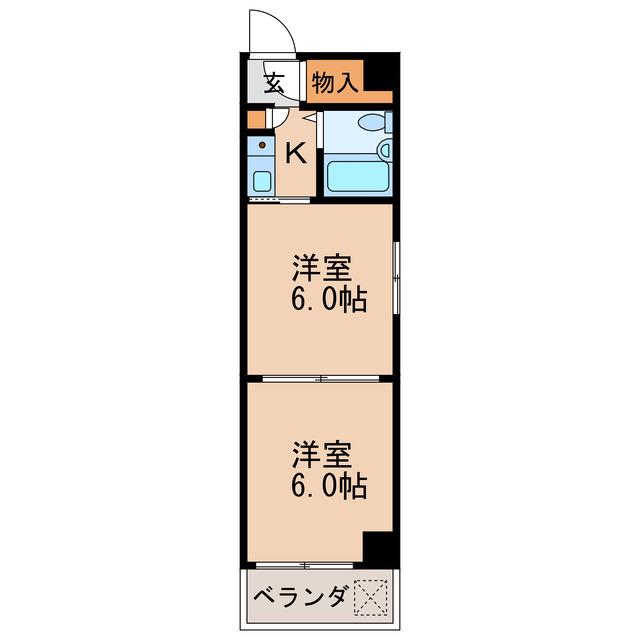 プリンセス栄(2K/6階)の間取り写真