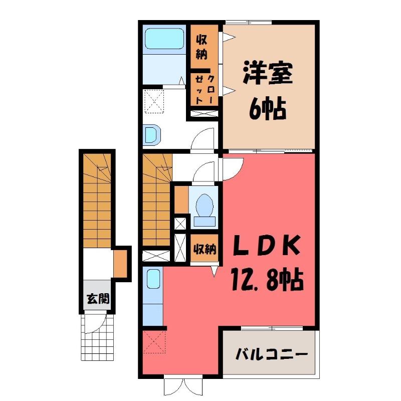 クレスト コート A(1LDK/2階)の間取り写真