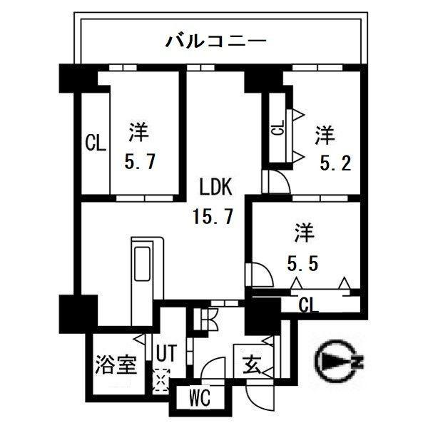 シティコート目黒(3LDK/9階)の間取り写真