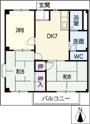 ハイマートウィングIII(3DK/1階)の間取り写真