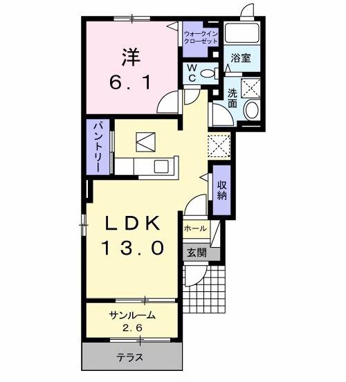 CUORE(1LDK/1階)の間取り写真