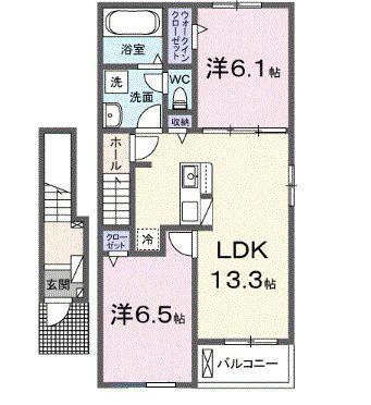 ノワール(2LDK/2階)の間取り写真