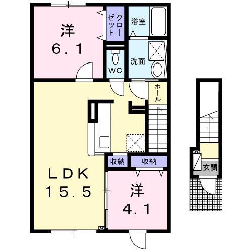 ジェルメII(2LDK/2階)の間取り写真