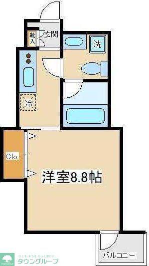 ウエストY葵(1K/1階)の間取り写真