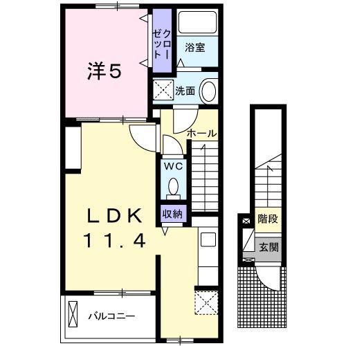 ナリッシュメゾンC(1LDK/2階)の間取り写真