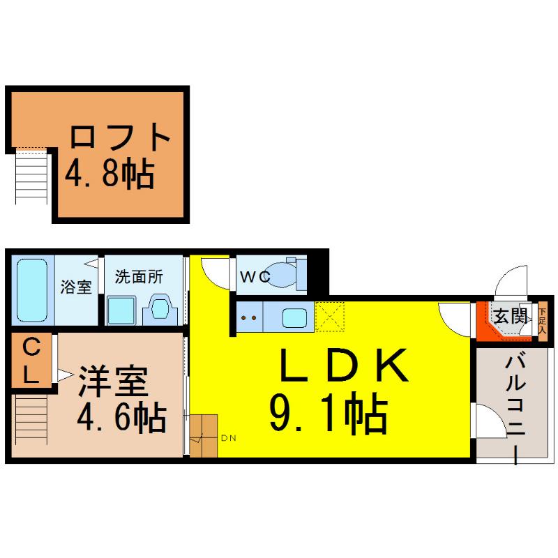 ヴィラクレール(1LDK/1階)の間取り写真