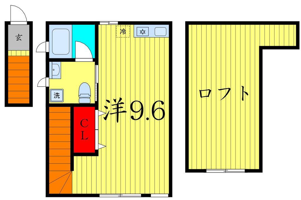 タウンカテッジ春江町II(ワンルーム/2階)の間取り写真