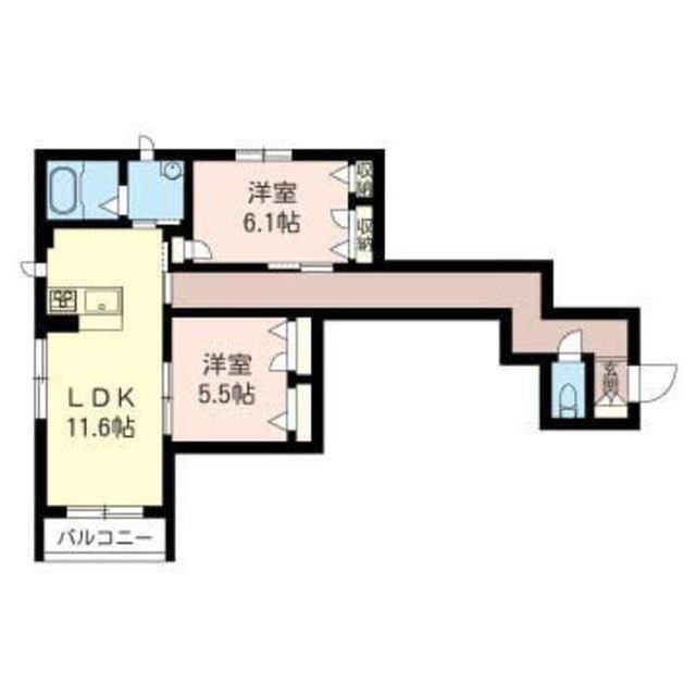 グレイス・スイB(2LDK/2階)の間取り写真