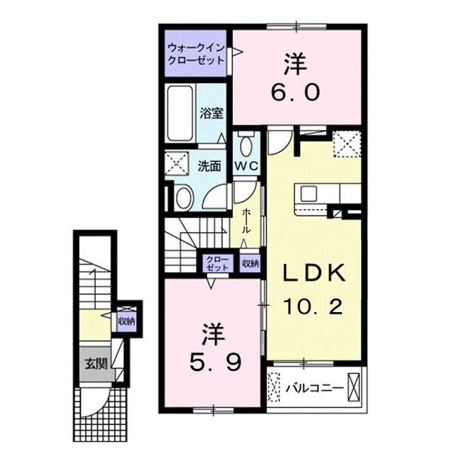 ピノ・ドルチェI(2LDK/2階)の間取り写真