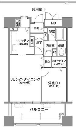 コーシャハイツ安土町(1LDK/9階)の間取り写真