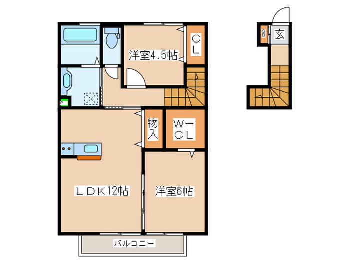 サルトリア海老名(2LDK/2階)の間取り写真