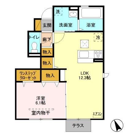 シーティオ I(1LDK/1階)の間取り写真