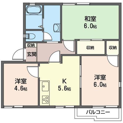 カルムイザワ 5(3K/2階)の間取り写真