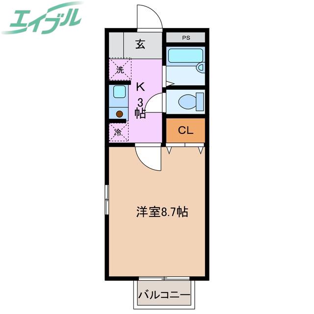 FOBOS I(1K/2階)の間取り写真