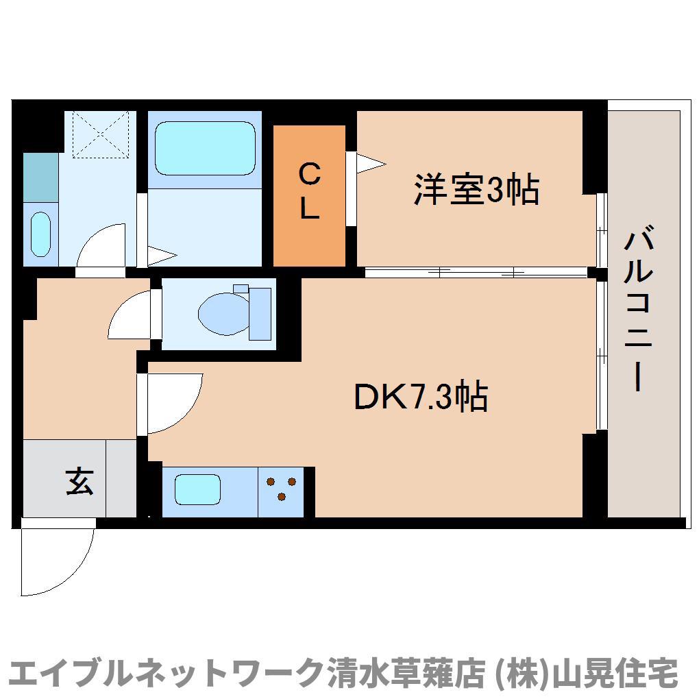 リッシュ(1DK/3階)の間取り写真