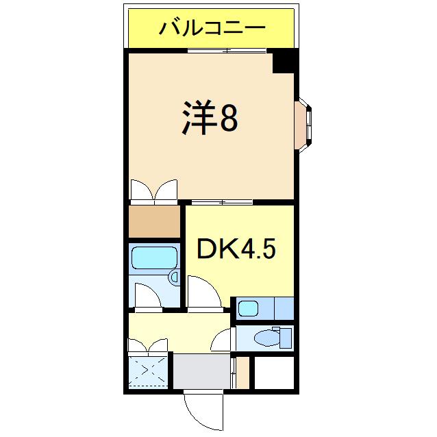 ノーベルウジタ(1DK/3階)の間取り写真