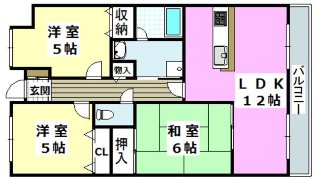 星見9番館(3LDK/4階)の間取り写真