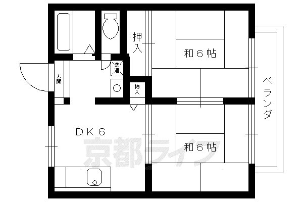 ハイツアミューズ(2DK/2階)の間取り写真