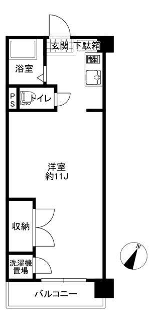ヴィラ東寺尾(ワンルーム/3階)の間取り写真