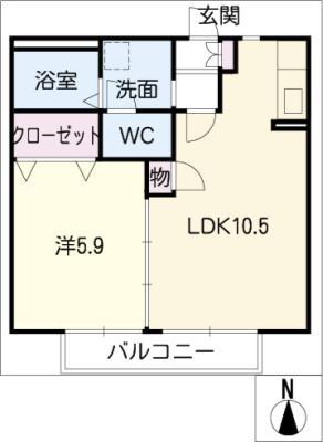 ジュネス千種(1LDK/2階)の間取り写真