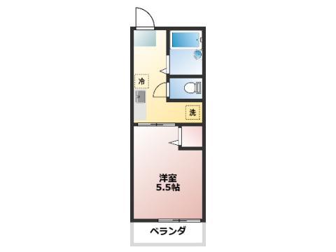 リュミエールC(1K/1階)の間取り写真