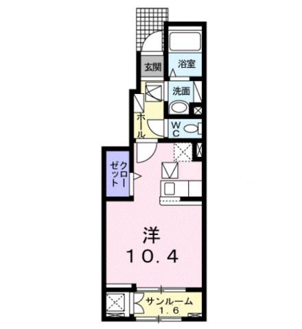 プレミアム22番館(ワンルーム/1階)の間取り写真
