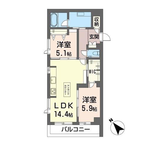 アンビシア大原(2LDK/2階)の間取り写真