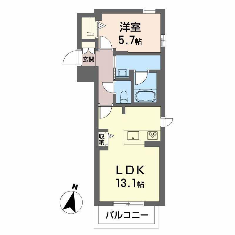 弓張月 上杉(1LDK/1階)の間取り写真