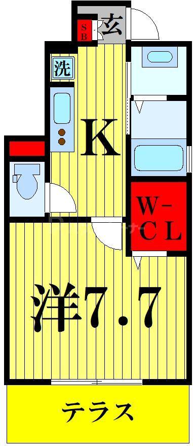 ローズコート(1DK/1階)の間取り写真