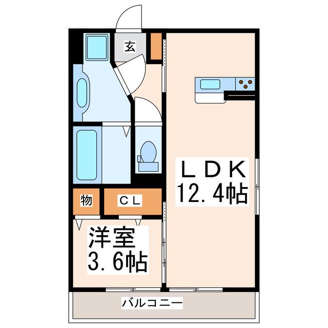 アクシス島崎(1LDK/2階)の間取り写真