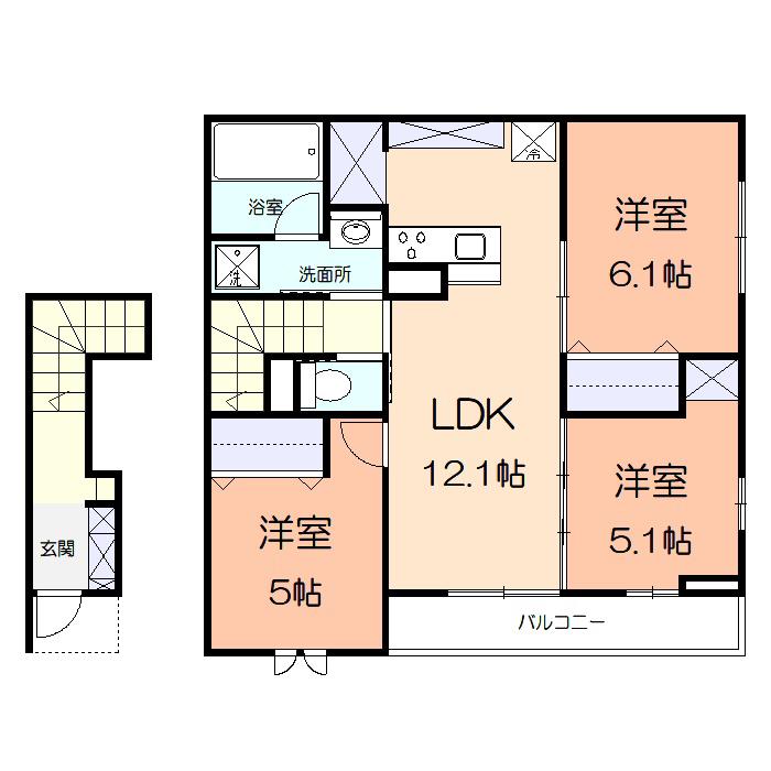 ルシアル湘南(2LDK/2階)の間取り写真