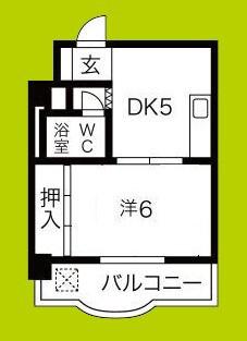 朝日プラザ末吉橋(1DK/5階)の間取り写真