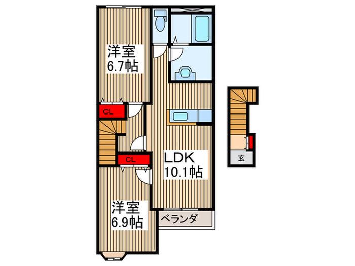 サンガーデン(2LDK/2階)の間取り写真